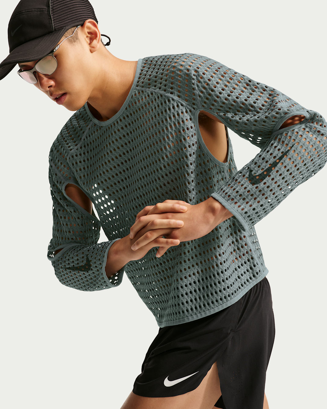 เสื้อวิ่งแขนยาว Aero-FIT ผู้ชาย Nike Radical AirFlow - Cool Grey/ดำ