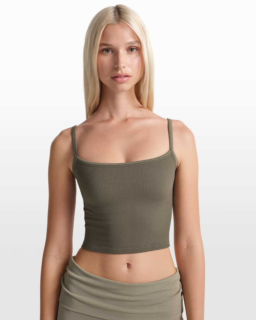 NikeSKIMS Ribbed Seamless Women's Cami Tank Top - NSKM DSTY OK MS/NSKM DUNE