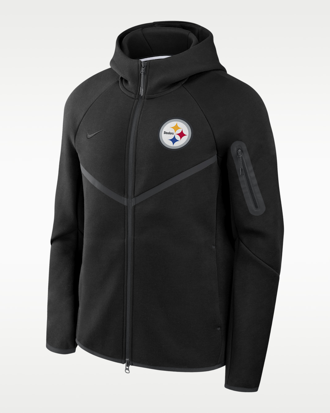Pittsburgh Steelers Tech Fleece Windrunner Men's Nike NFL Full-Zip Hooded Jacket - Black/Black