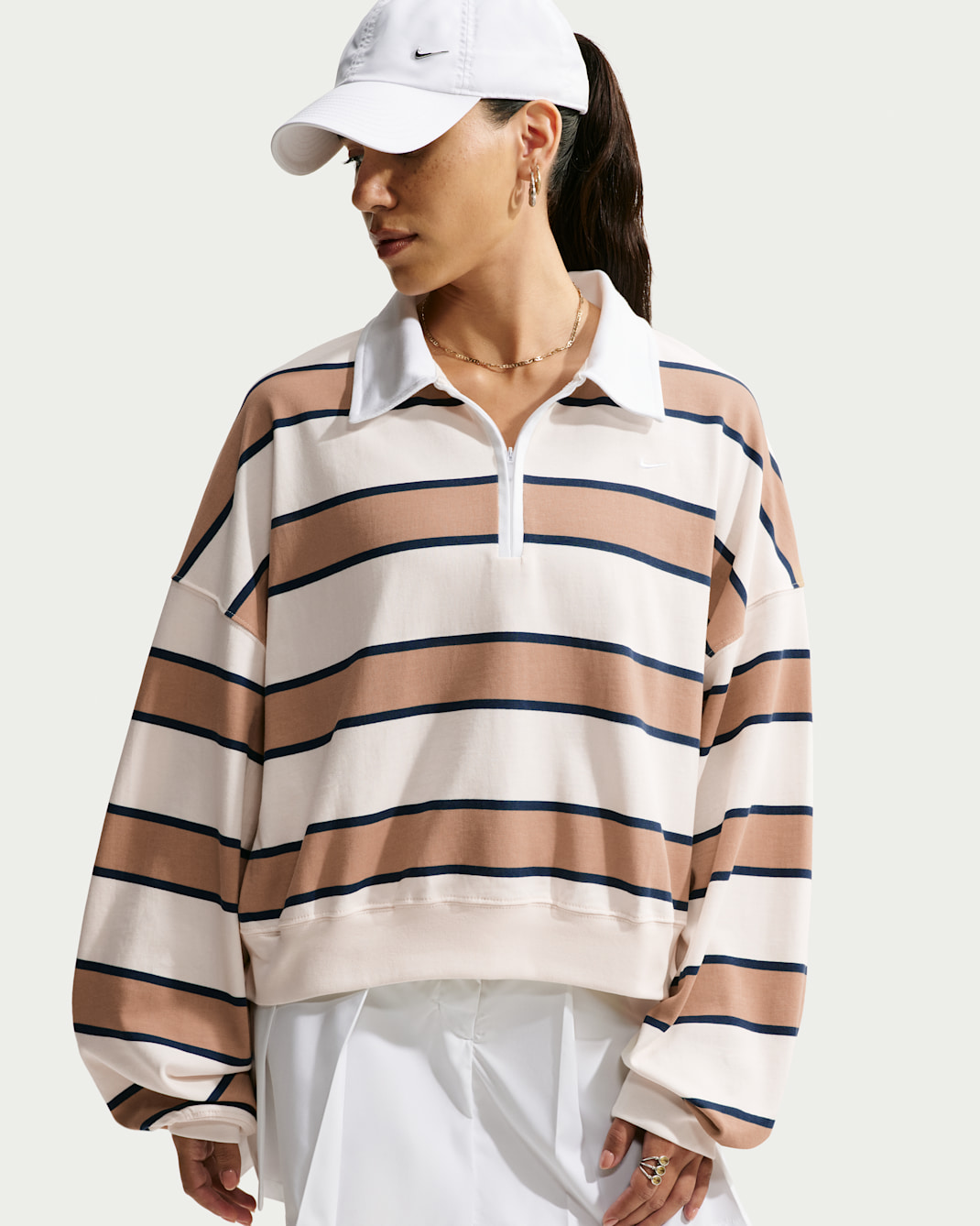 Dámská mikina Nike Sportswear se čtvrtinovým zipem - Pale Ivory/Hemp/Thunder Blue