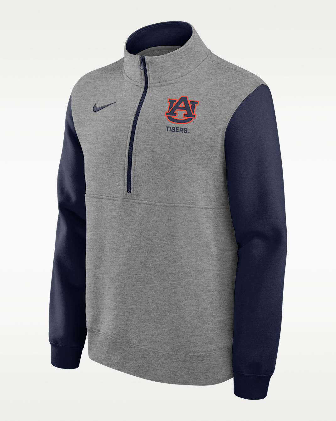 Auburn Club Men's Nike College 1/2-Zip Crew - Grey Heather