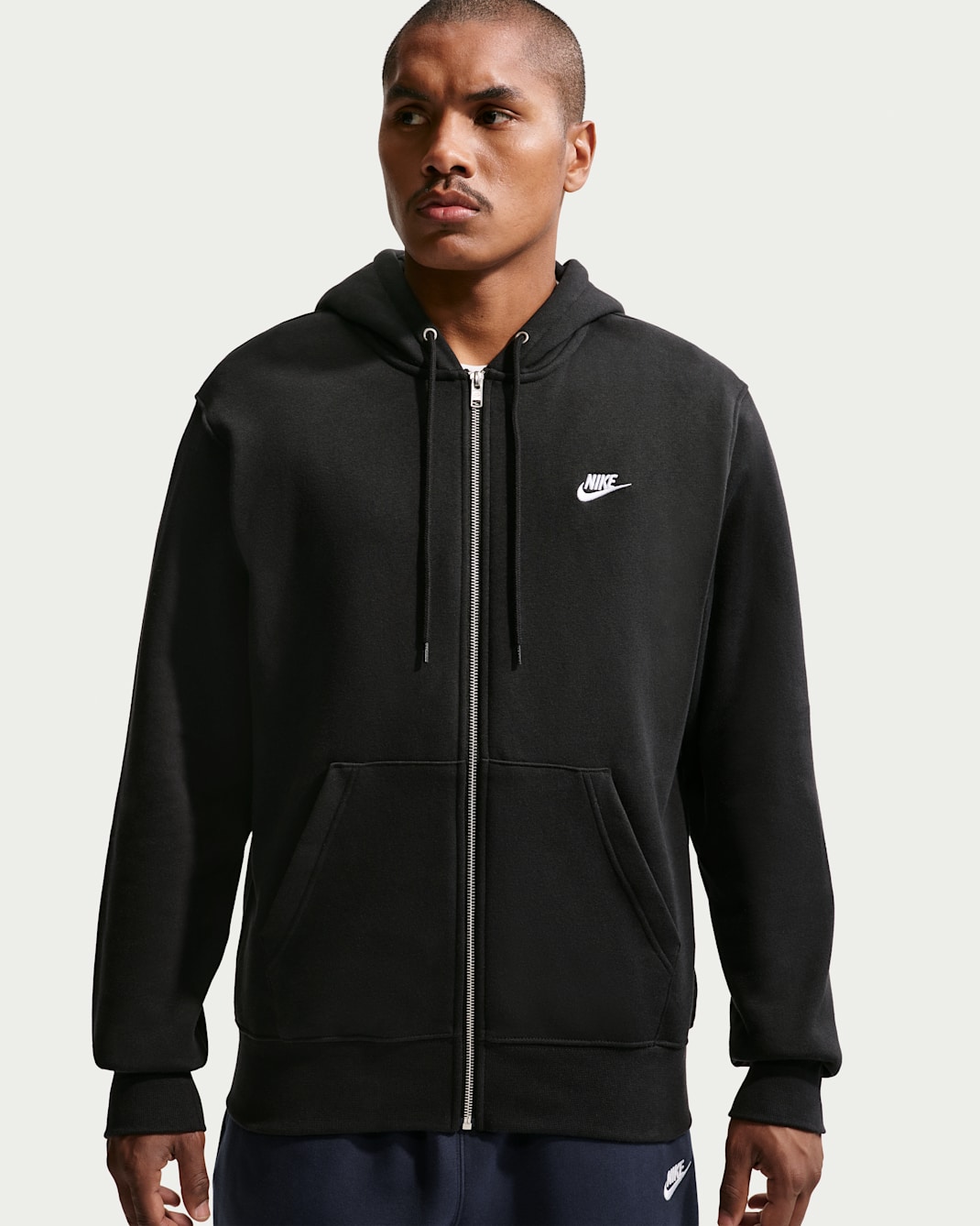 Nike Club Men's Full-Zip Fleece Hoodie - Black/Black/White