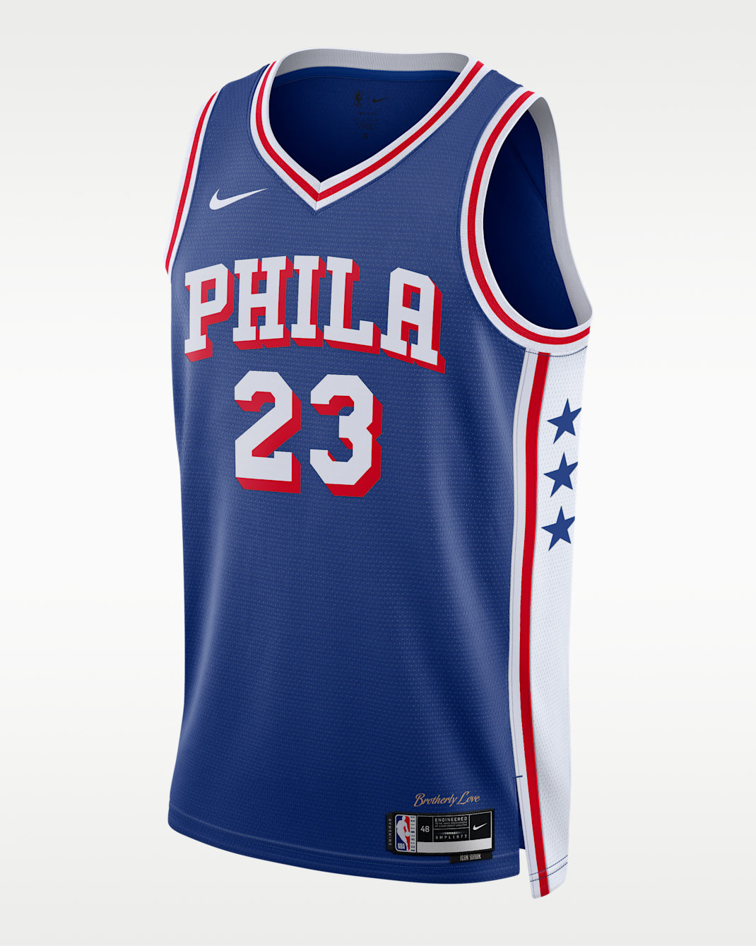 LeBron James Philadelphia 76ers Icon Edition Men's Nike Dri-FIT NBA Swingman Jersey - Rush Blue