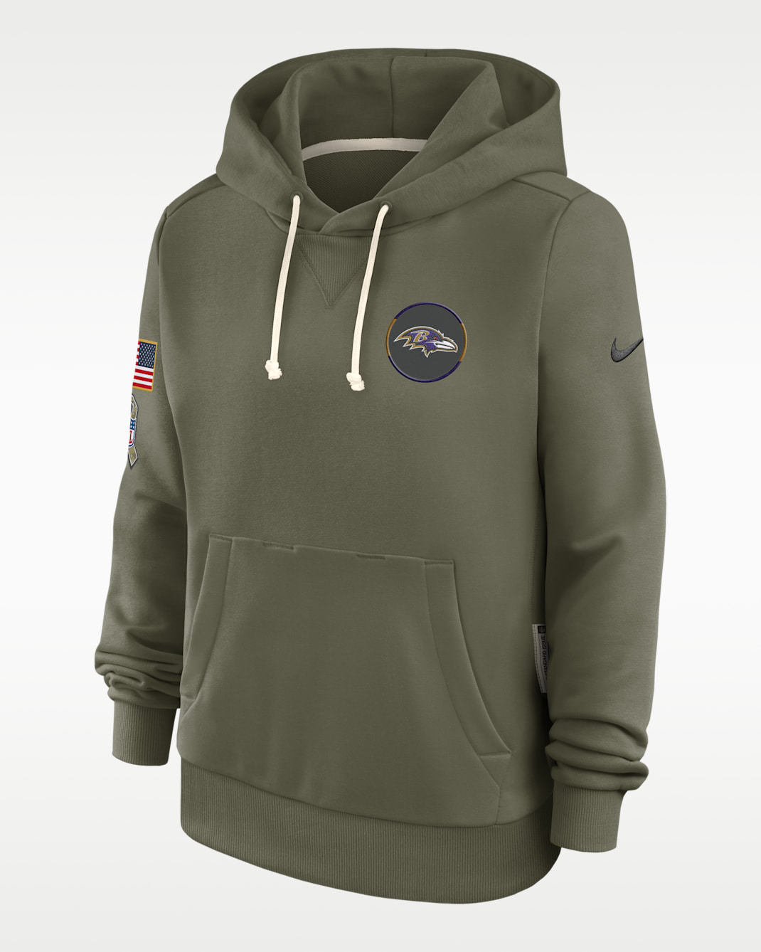 Baltimore Ravens Salute to Service Sideline Women's Nike Dri-FIT NFL Pullover Hoodie - Olive