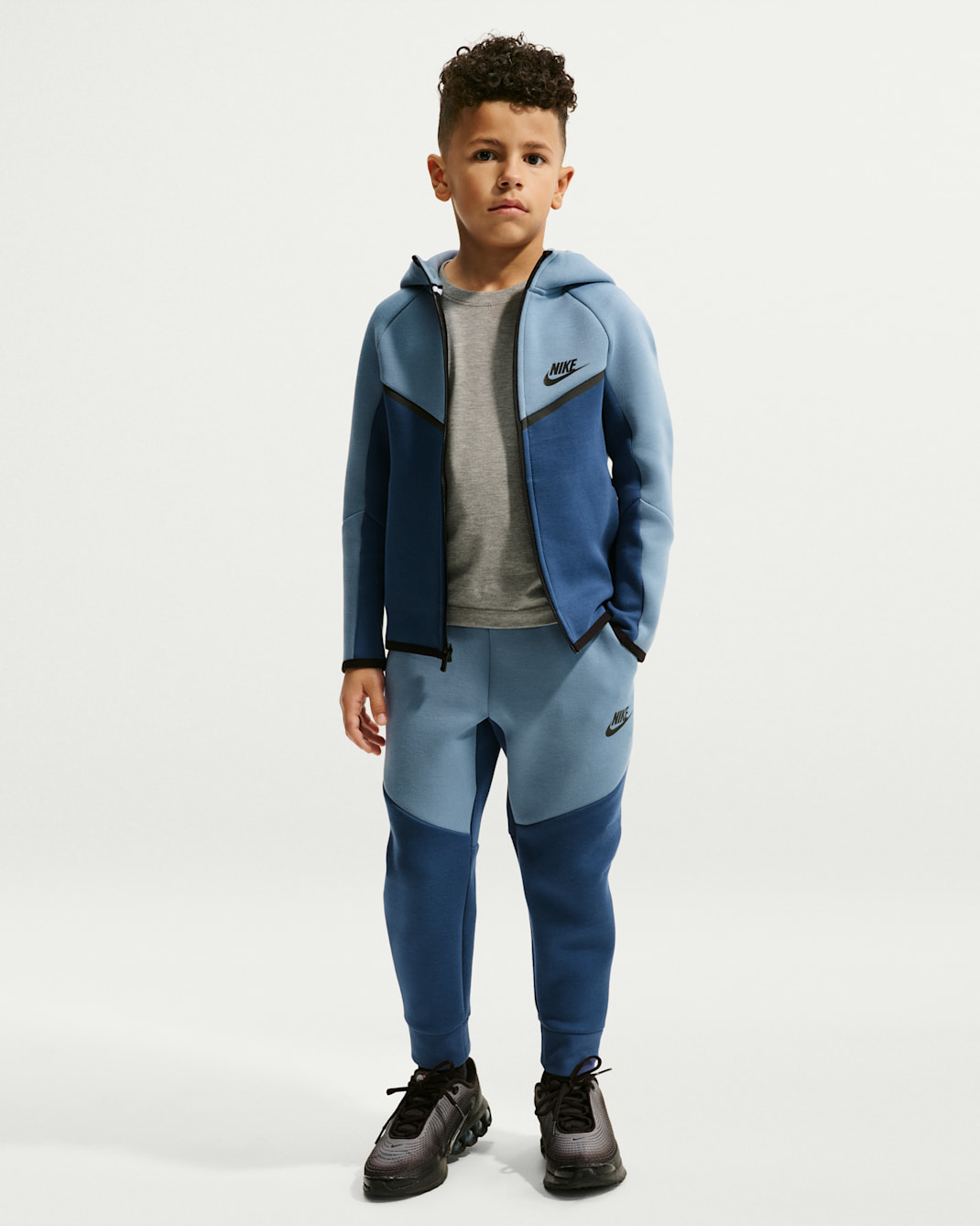 Conjunto de 2 piezas de sudadera de cierre completo Tech Fleece para niños de preescolar Nike Sportswear - Azul