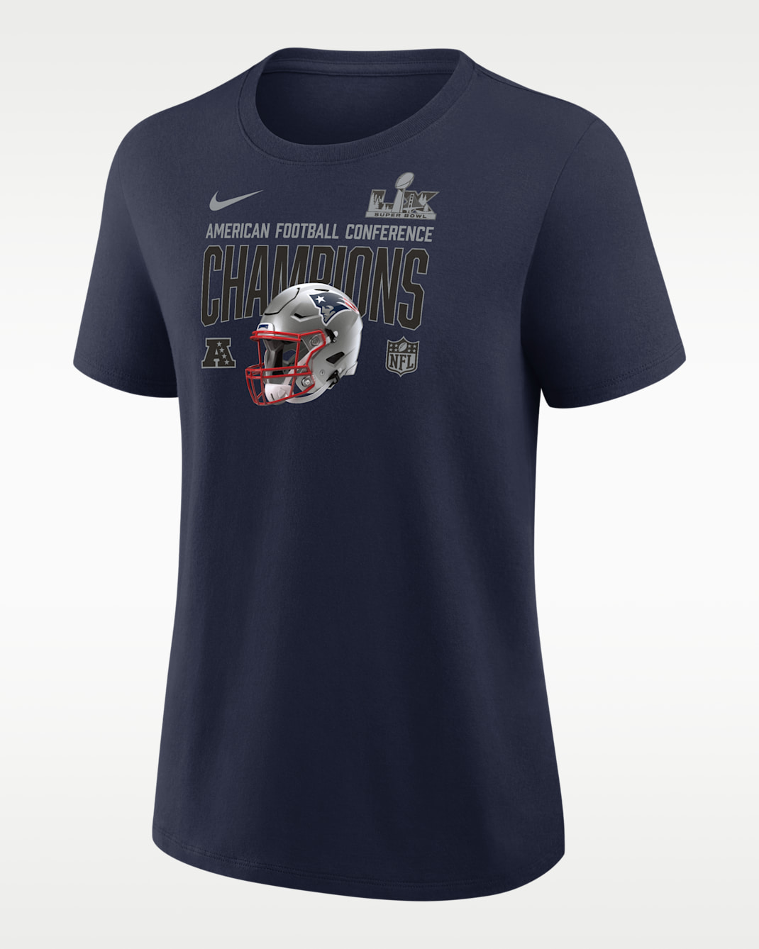 New England Patriots 2026 AFC Champions Helmet Women's Nike NFL T-Shirt - Navy