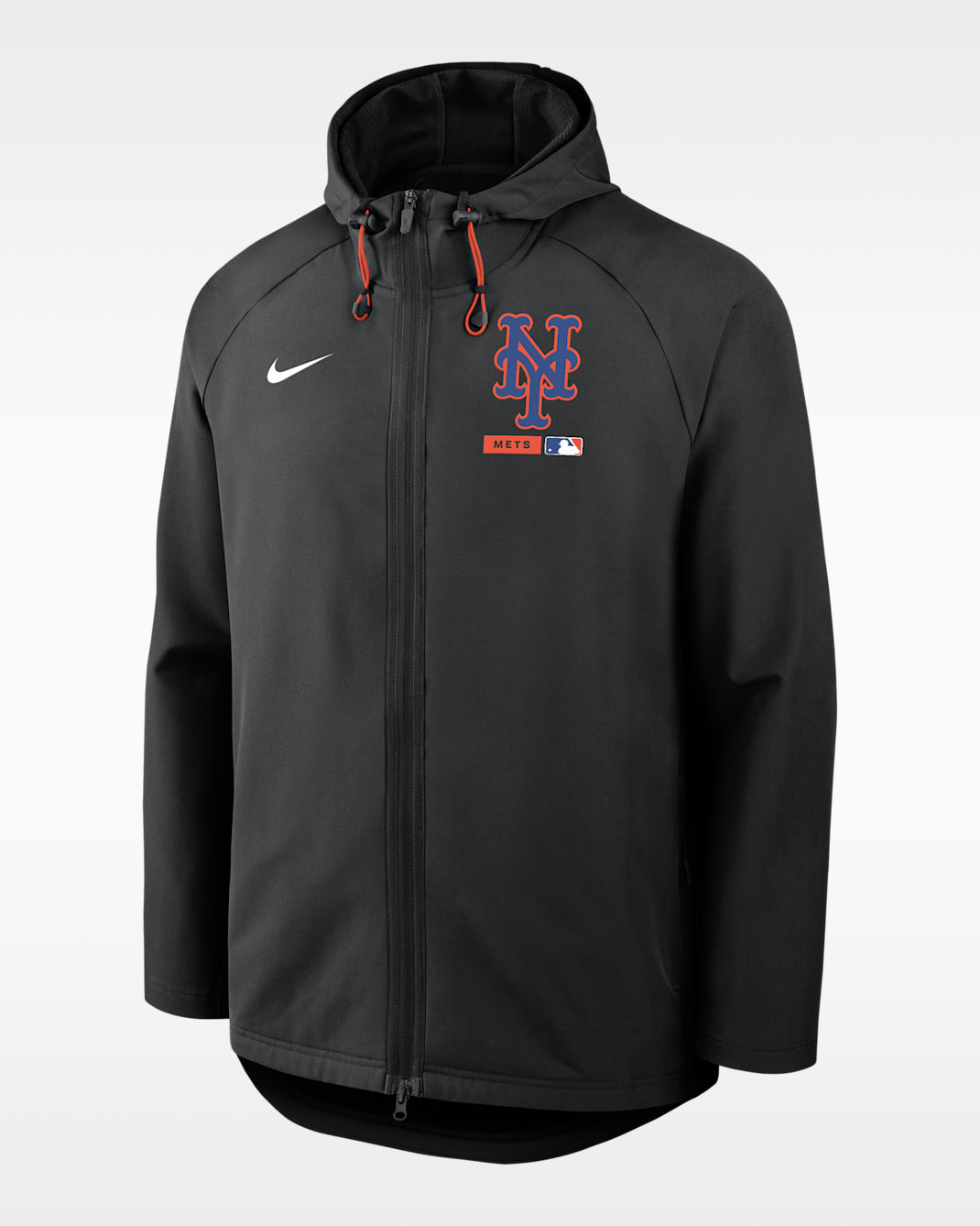 Chamarra con gorro y cierre completo Nike Therma-FIT de la MLB para hombre New York Mets Authentic Collection - Negro