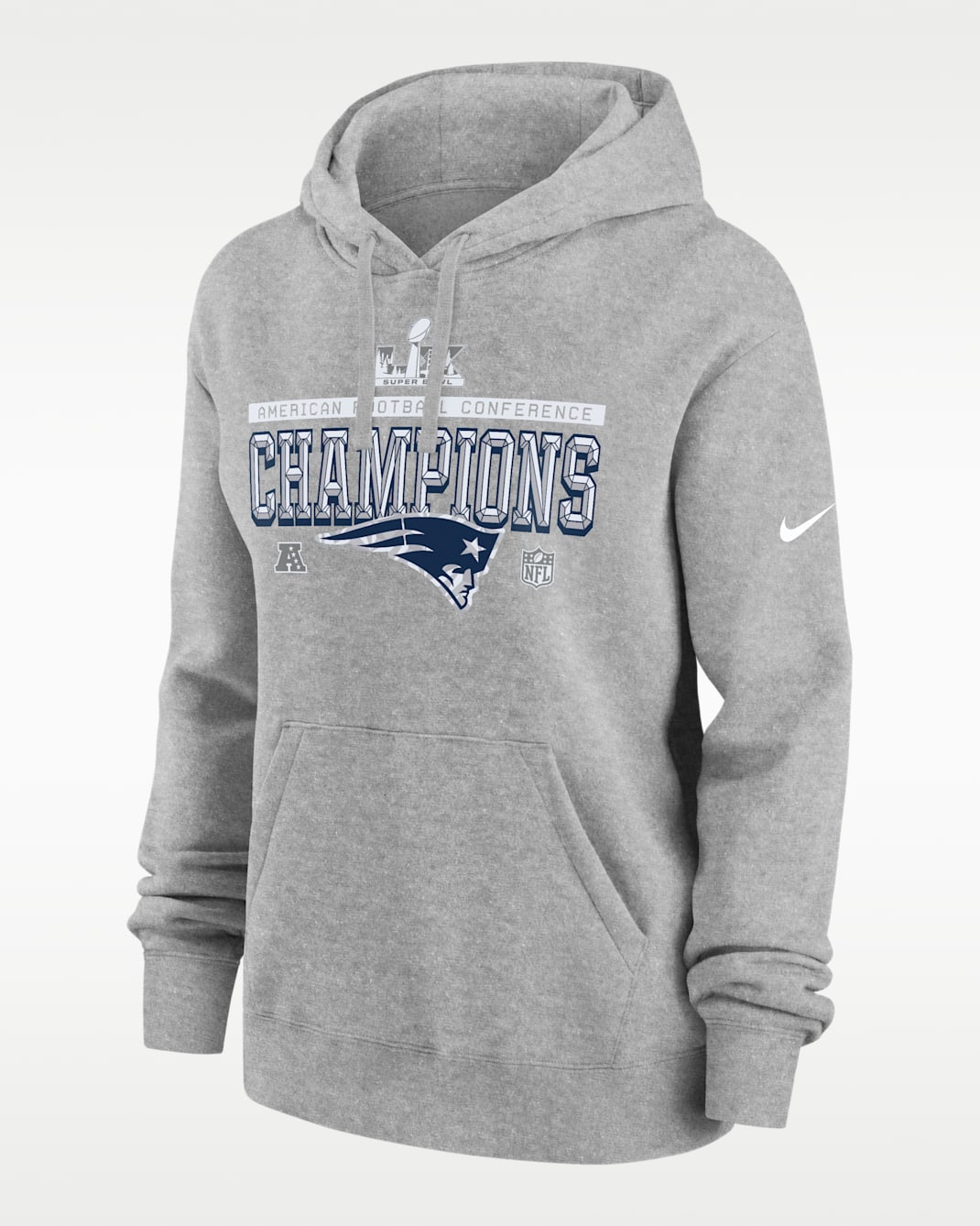 New England Patriots 2026 AFC Champions Trophy Collection Club Women's Nike NFL Pullover Hoodie - Dark Grey Heather