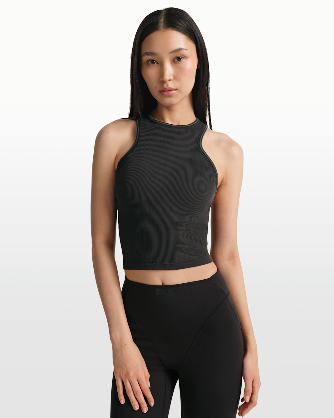 NikeSKIMS Ribbed Seamless Women's Racerneck Tank Top - NSKM OBSIDIAN/NSKM ARMOR