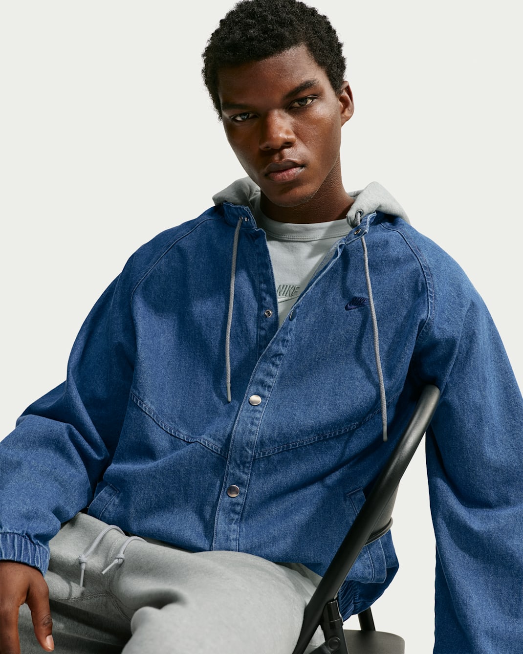 Nike Sportswear Men's Loose Heavyweight Fleece Denim Jacket - Mystic Navy/Dark Grey Heather/Particle Grey/Obsidian
