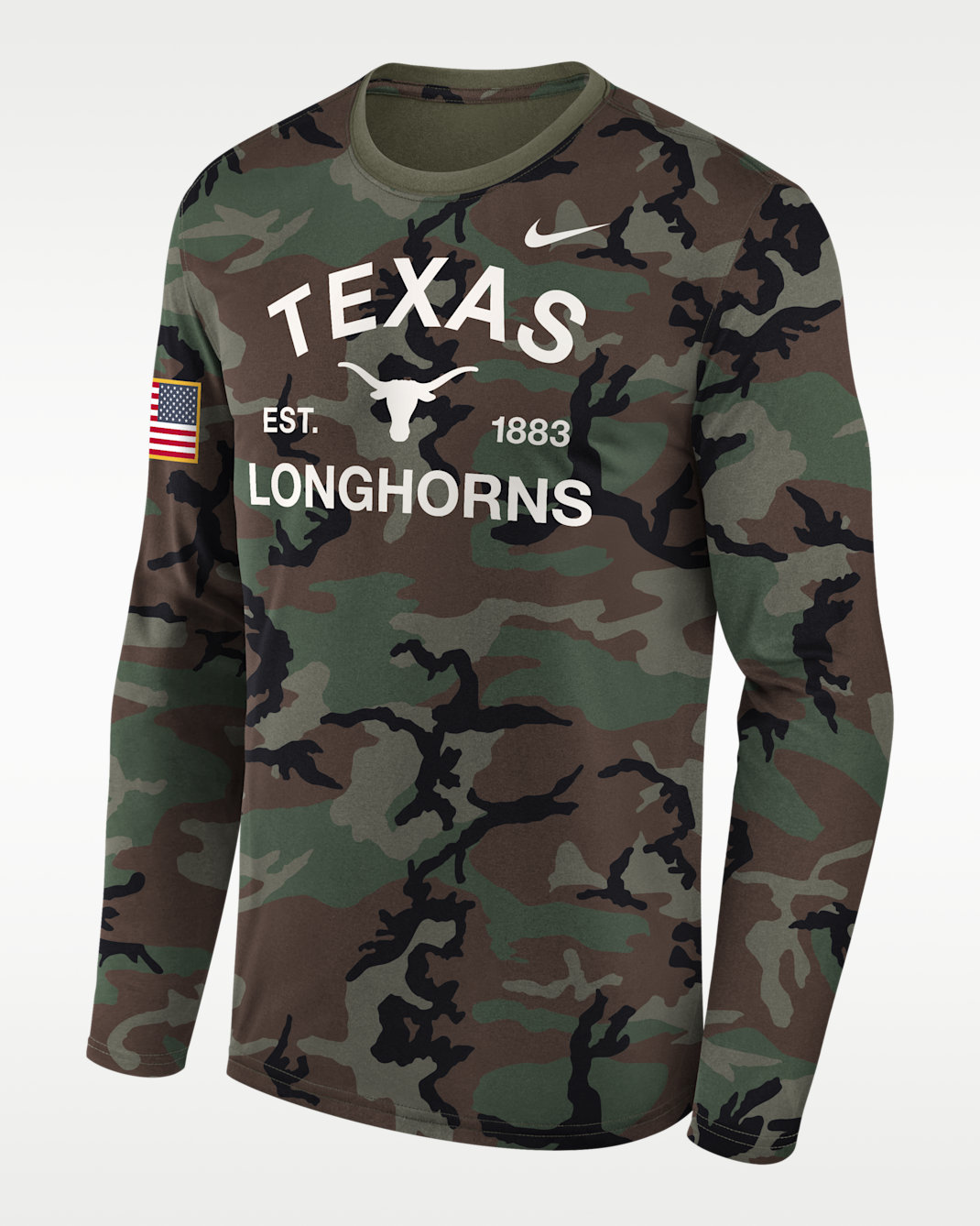 Texas 2025 Military Appreciation Legend Men's Nike Dri-FIT College Long-Sleeve T-Shirt - Olive
