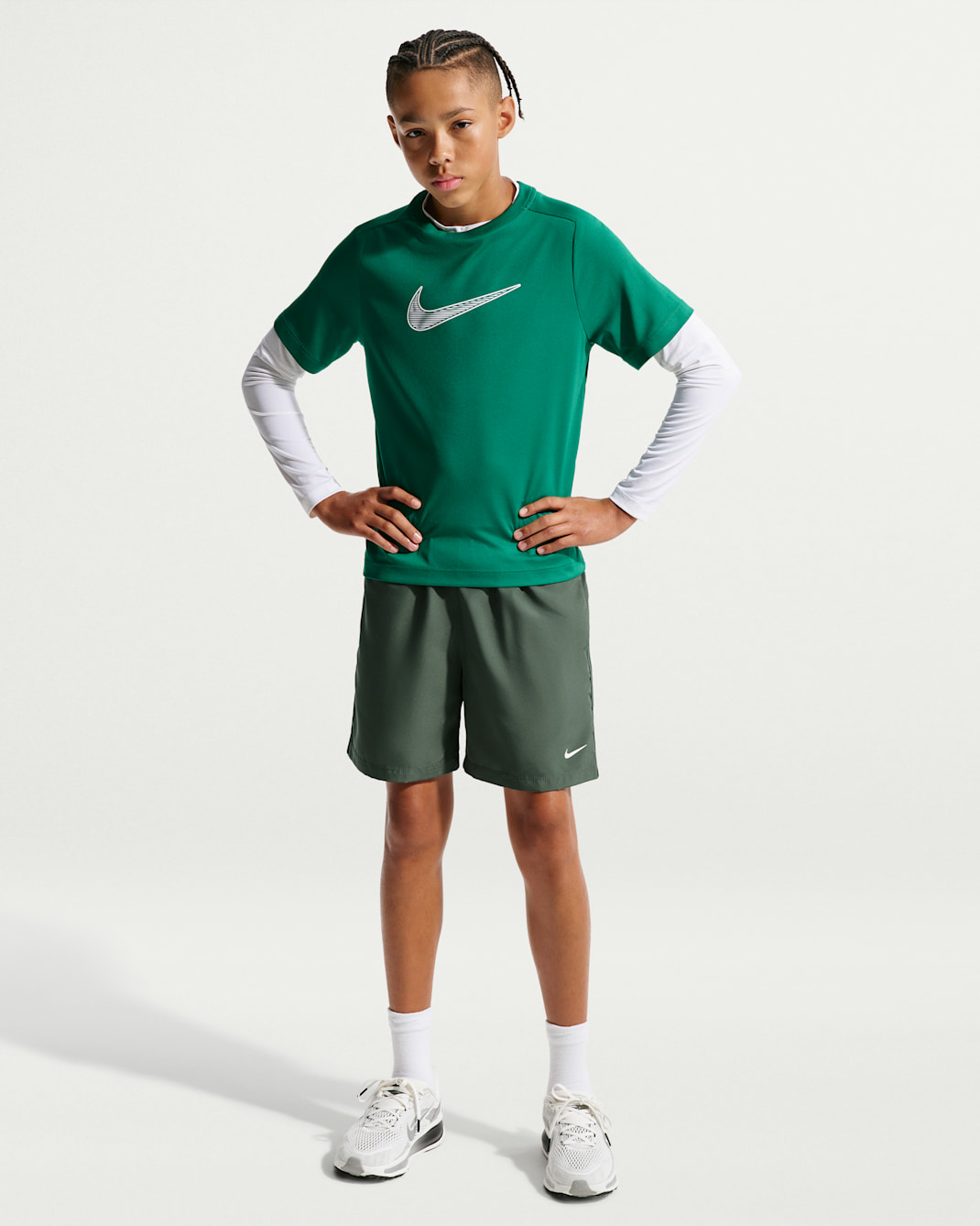 Nike Multi Big Kids' (Boys') Dri-FIT Woven Shorts - Camo Green/White
