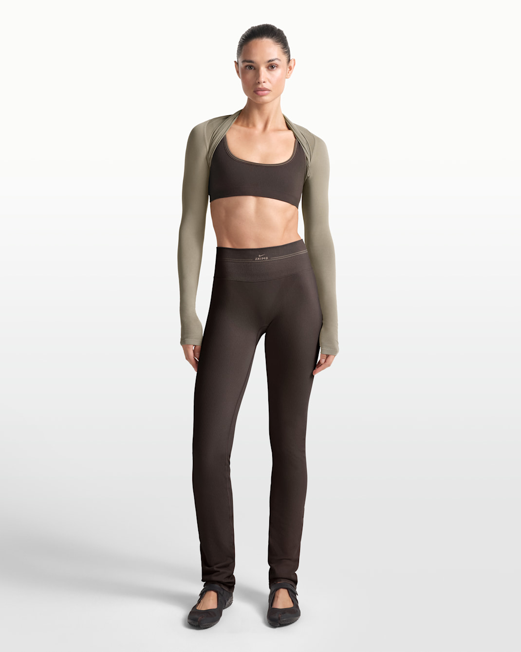 NikeSKIMS Ribbed Seamless Women's 34" Straight Leggings - NSKM PHOENIX/NSKM TRUFFLE