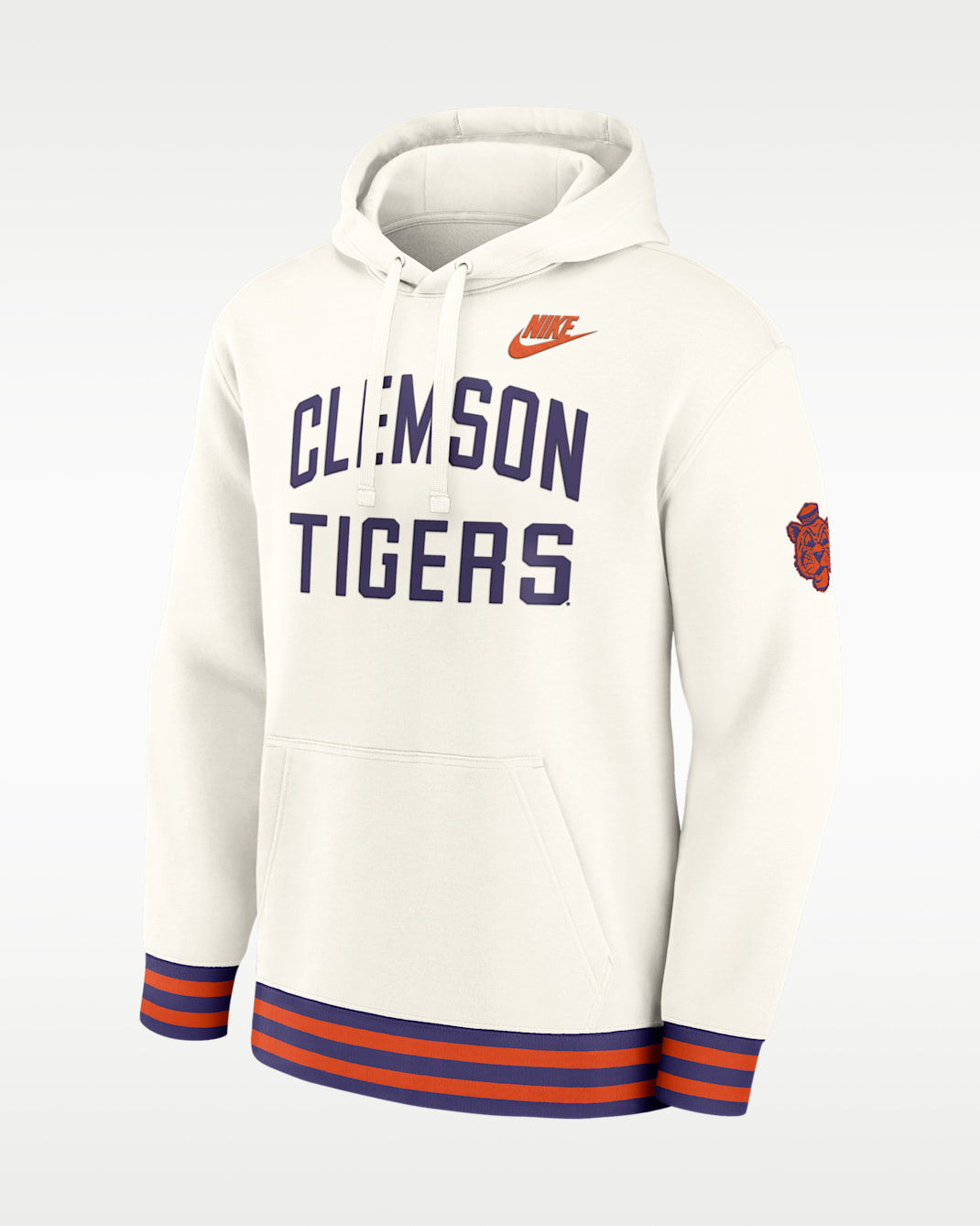 Clemson Legacy Men's Nike College Pullover Hoodie - Cream/Purple