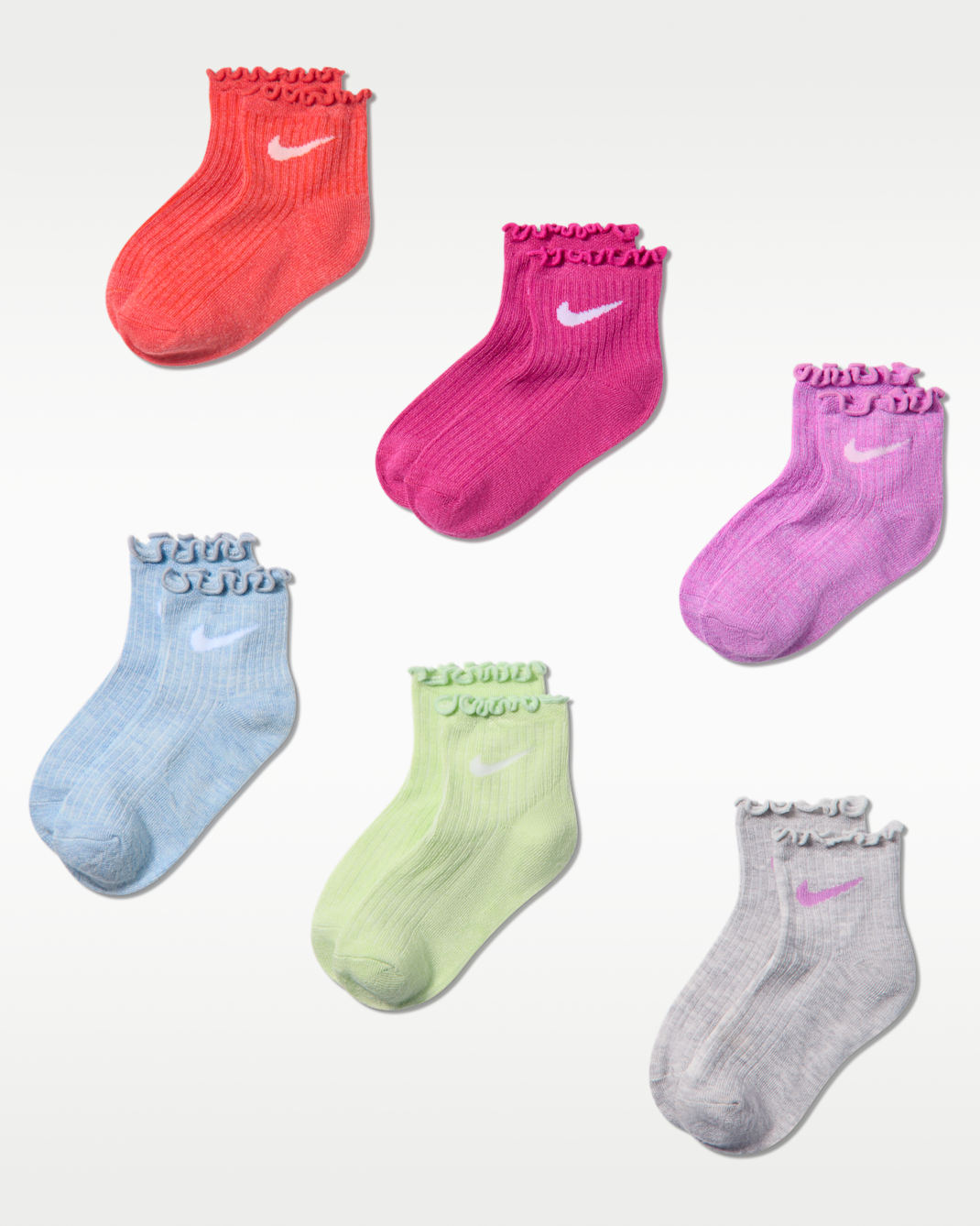 Nike Kids' Lettuce Welt Ankle Socks (6 Pairs) - Vivid Pink