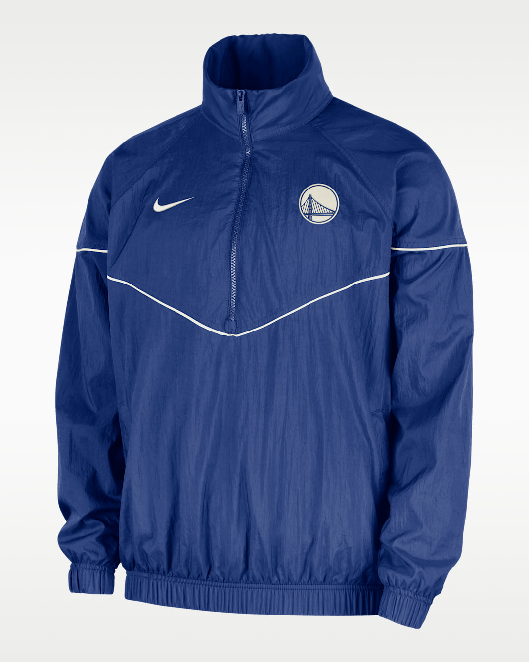 Chamarra tipo anorak Nike de la NBA para hombre Golden State Warriors Courtside Windrunner - Azul enérgico/Vela