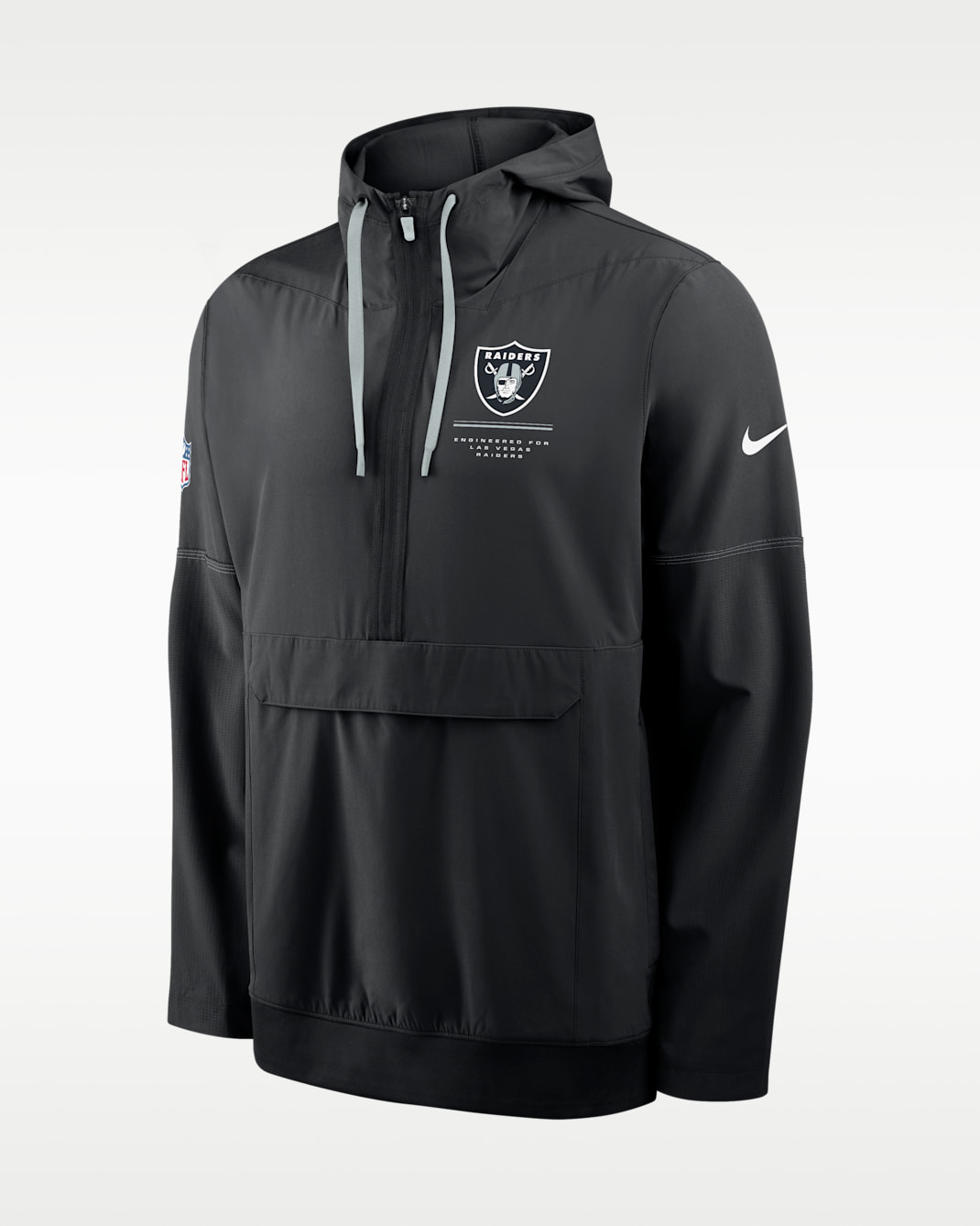 Chamarra Nike de la NFL de medio cierre con gorro para hombre Las Vegas Raiders Sideline Anorak - Negro
