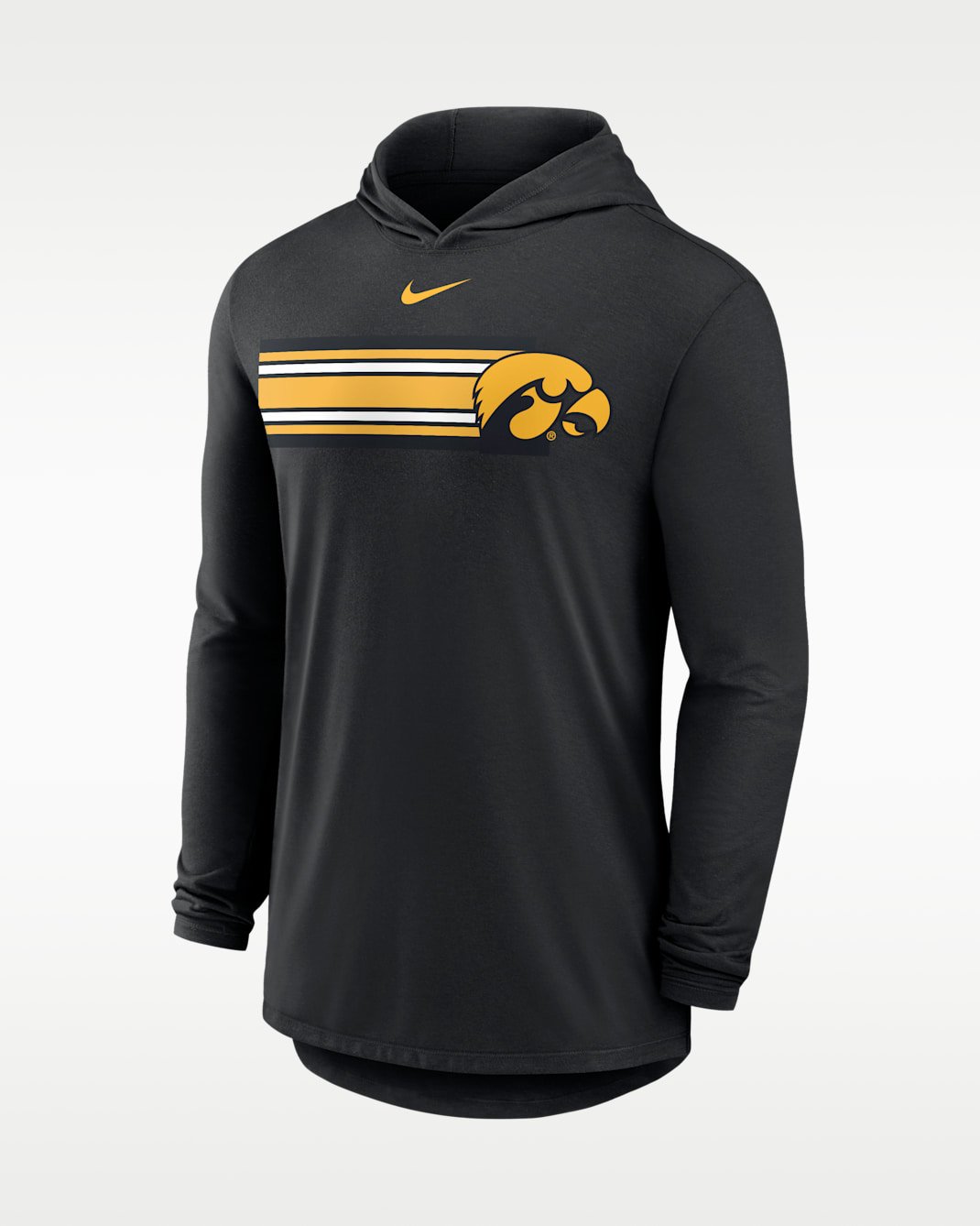 Playera con gorro de manga larga universitaria Nike Dri-FIT para hombre Iowa Primetime Pattern - Negro