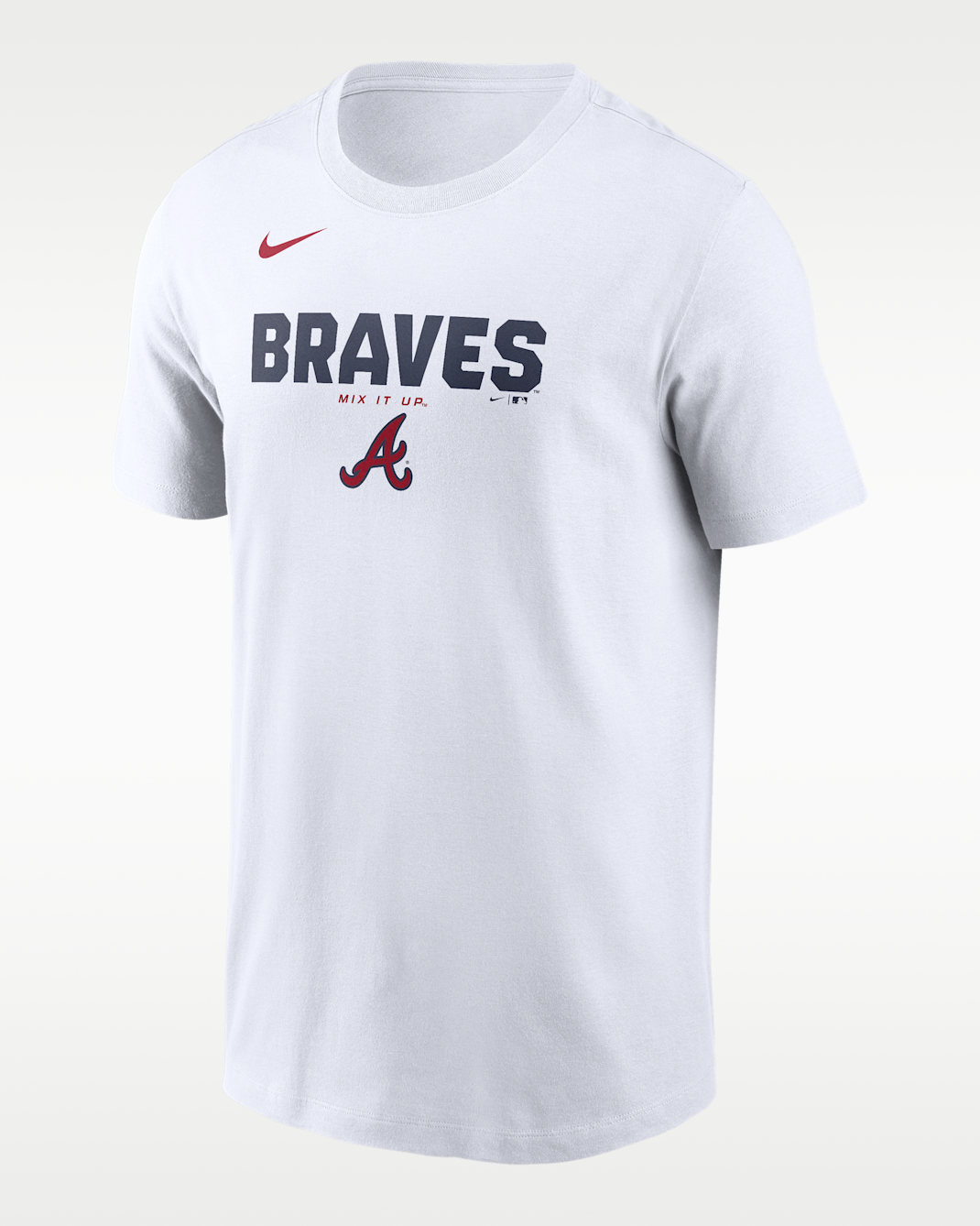 Playera Nike de la MLB para hombre Atlanta Braves Bold Team Name - Blanco