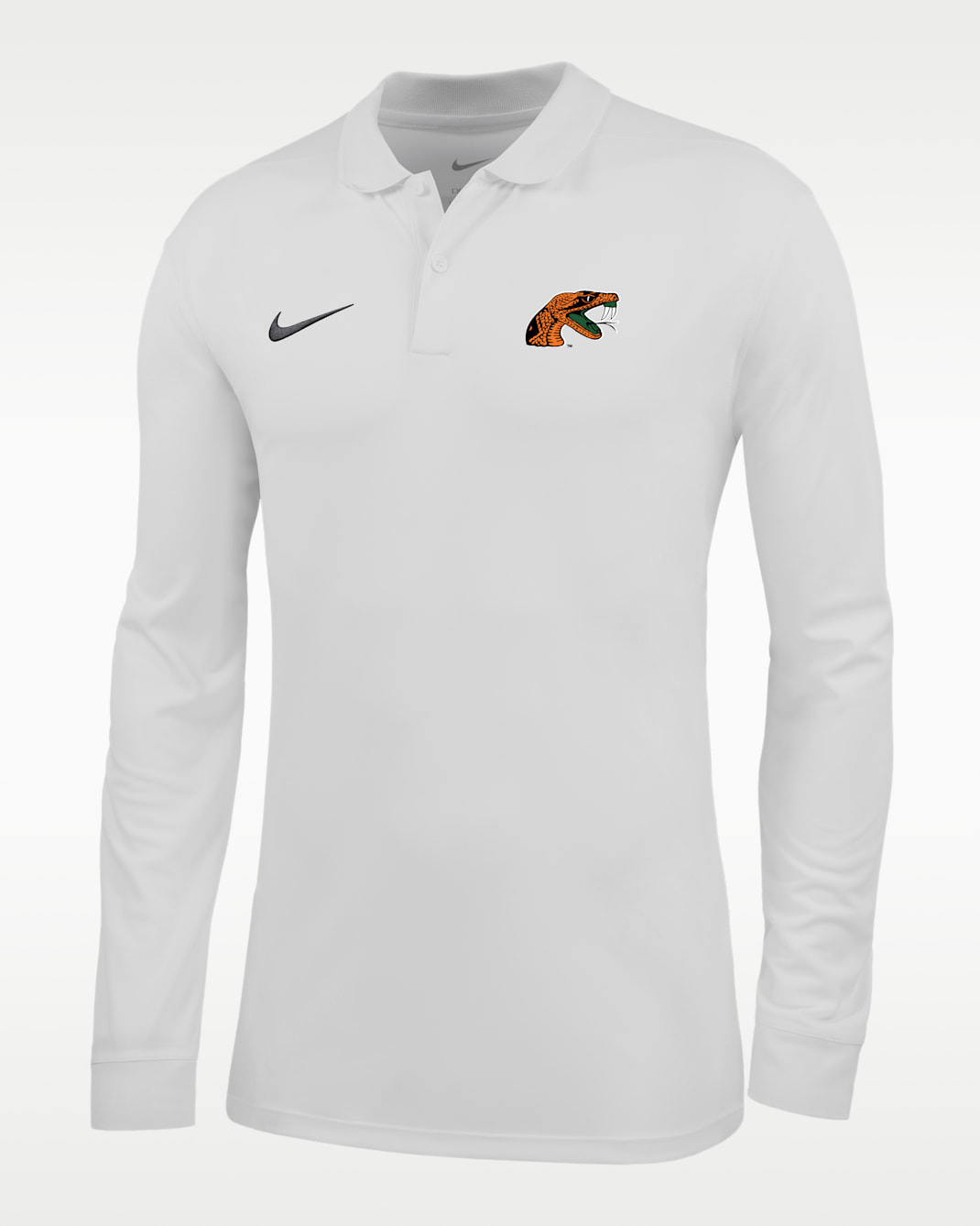 Polo de manga larga Dri-FIT para hombre Nike College (Florida A&M University) - Blanco