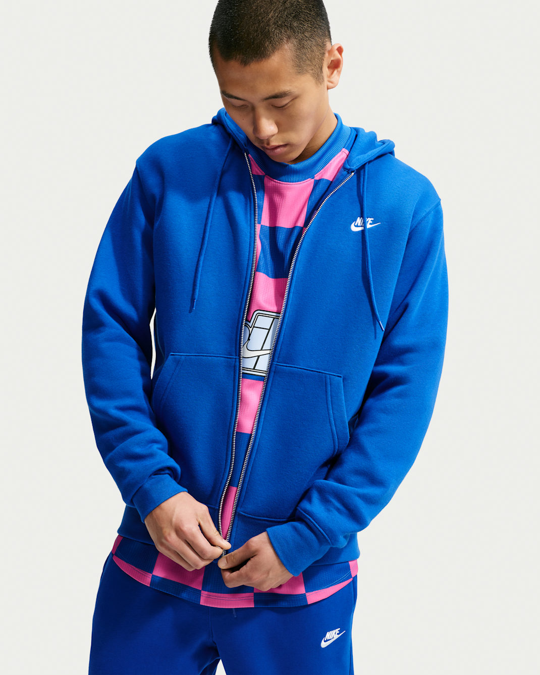 Nike Club Men's Full-Zip Fleece Hoodie - Old Royal/Old Royal/White
