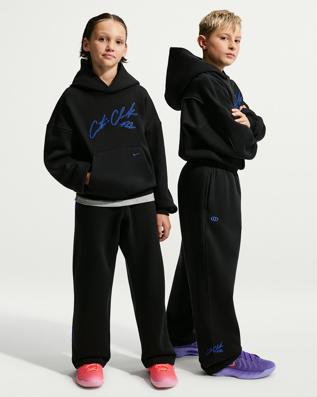 Caitlin Clark Big Kids' Brushed Fleece Basketball Pants - Black/Hyper Royal/Hyper Royal