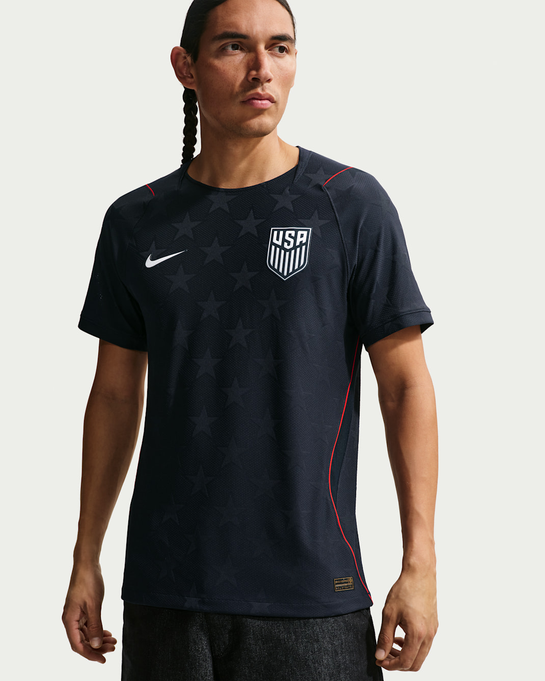 Maglia ufficiale da calcio Nike Aero-FIT USMNT 2026/27 Match da uomo – Away - Dark Obsidian/University Red/Pure Platinum