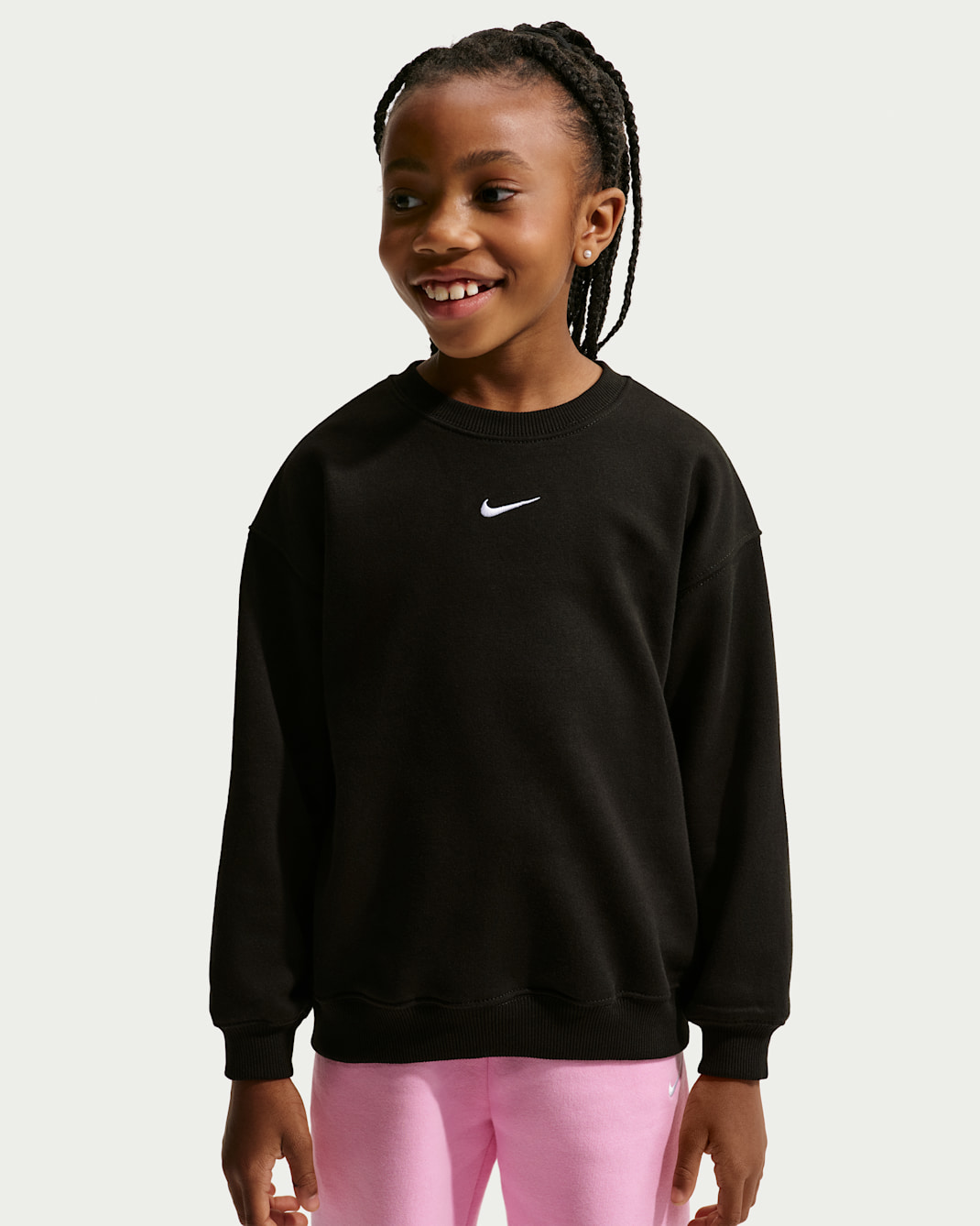 Nike Sportswear Little Kids' Studio Fleece Oversized Crew - Black