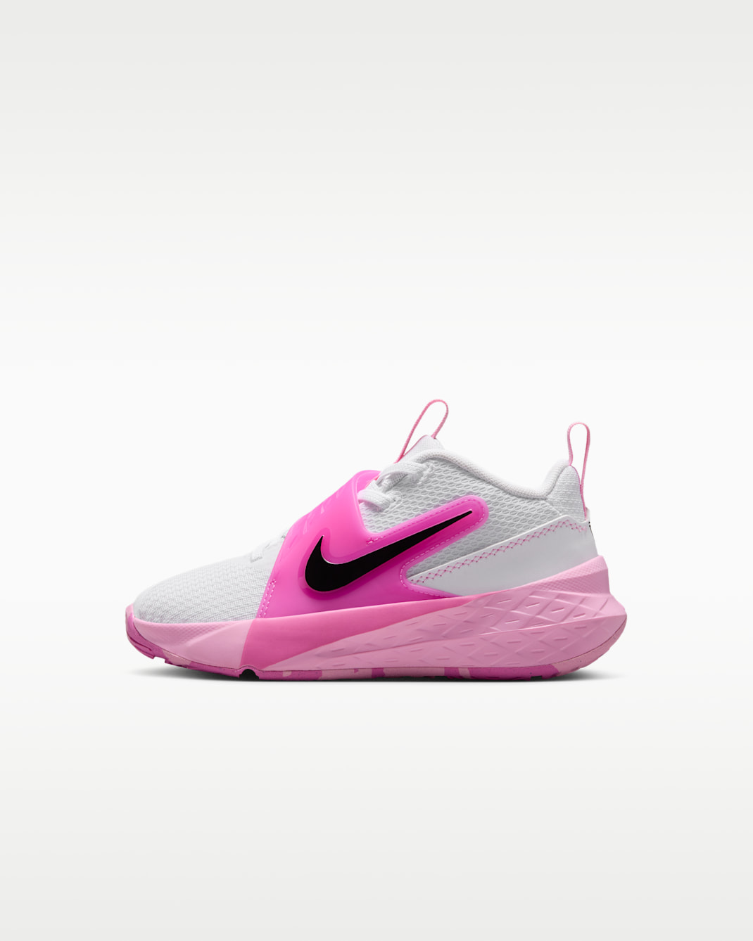 Nike Team Hustle D 12 Little Kids' Shoes - White/Pink Rise/Playful Pink/Black