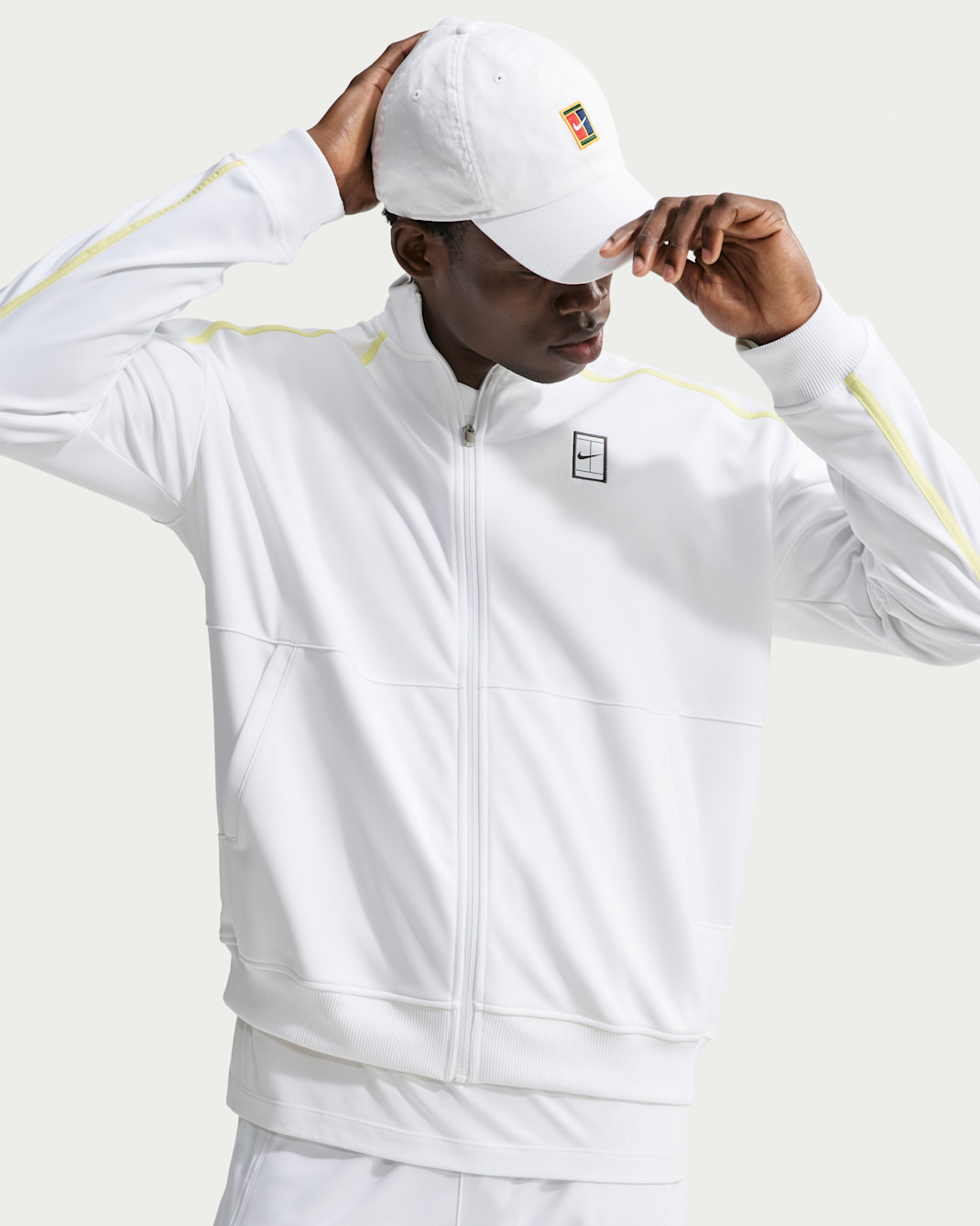 NikeCourt Heritage Men's Tennis Jacket - White/White/Luminous Green