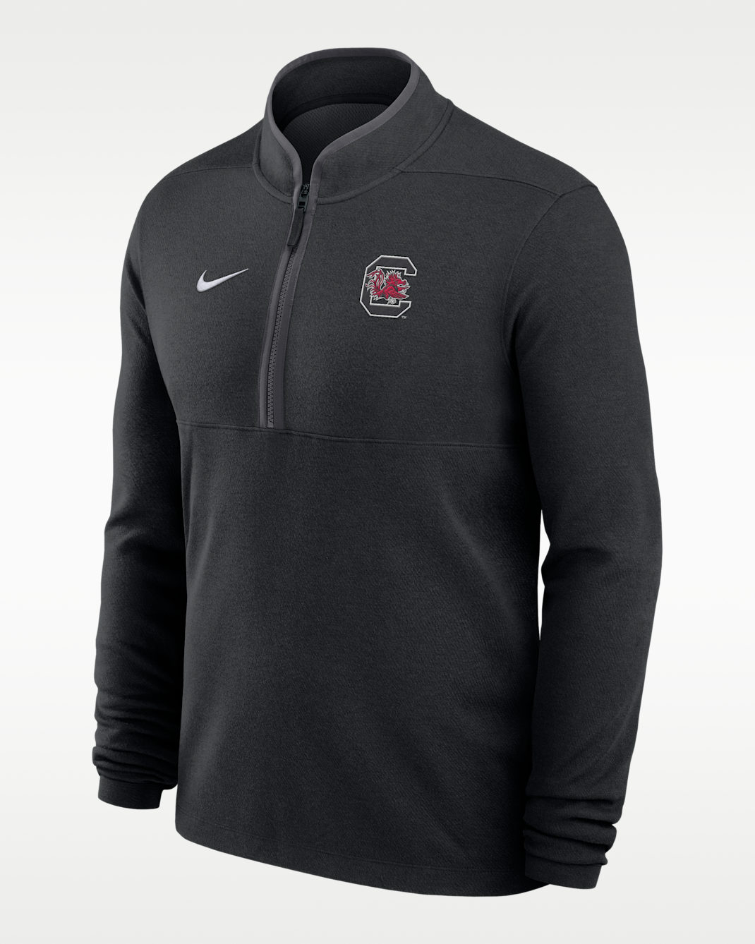 Playera de manga larga universitaria Nike Dri-FIT de medio cierre para hombre South Carolina Coaches Basketball Victory - Negro/Gris humo oscuro/Blanco