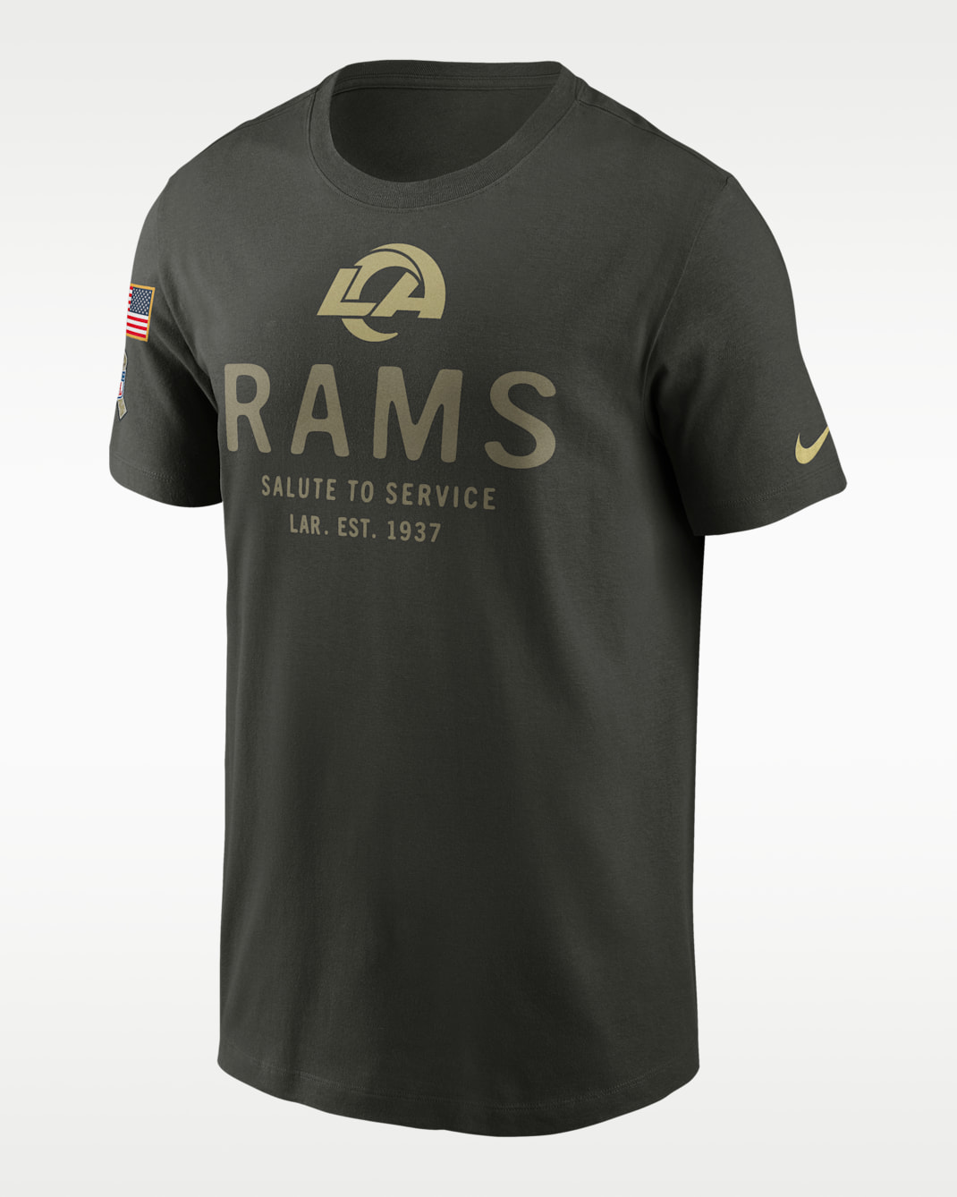 Los Angeles Rams Salute to Service Sideline Primary Edge Men's Nike Dri-FIT NFL T-Shirt - Sequoia