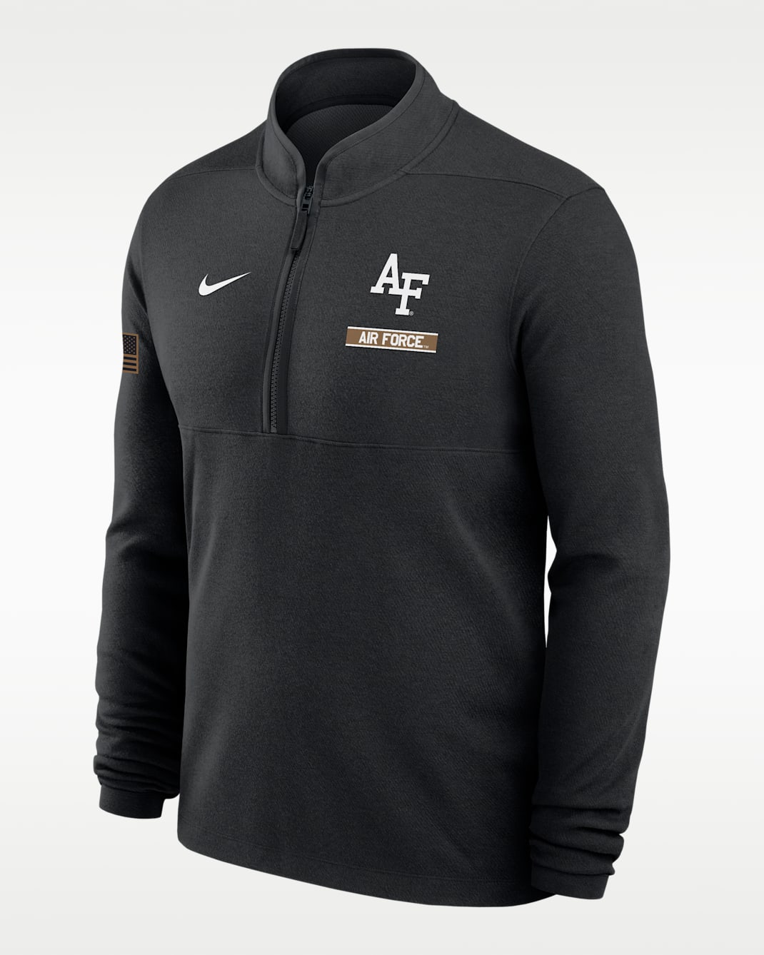 Playera de manga larga universitaria Nike Dri-FIT de medio cierre para hombre Air Force 2026 Military Appreciation Stride - Negro