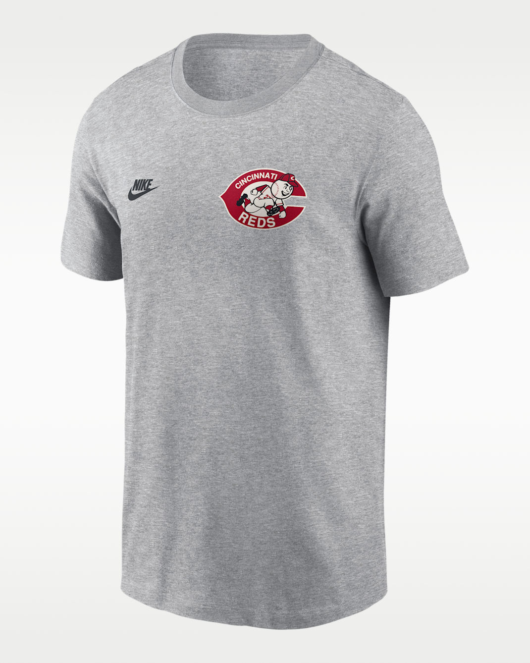 Cincinnati Reds Cooperstown 2-Hit Large Logo Men's Nike MLB T-Shirt - Charcoal Heather