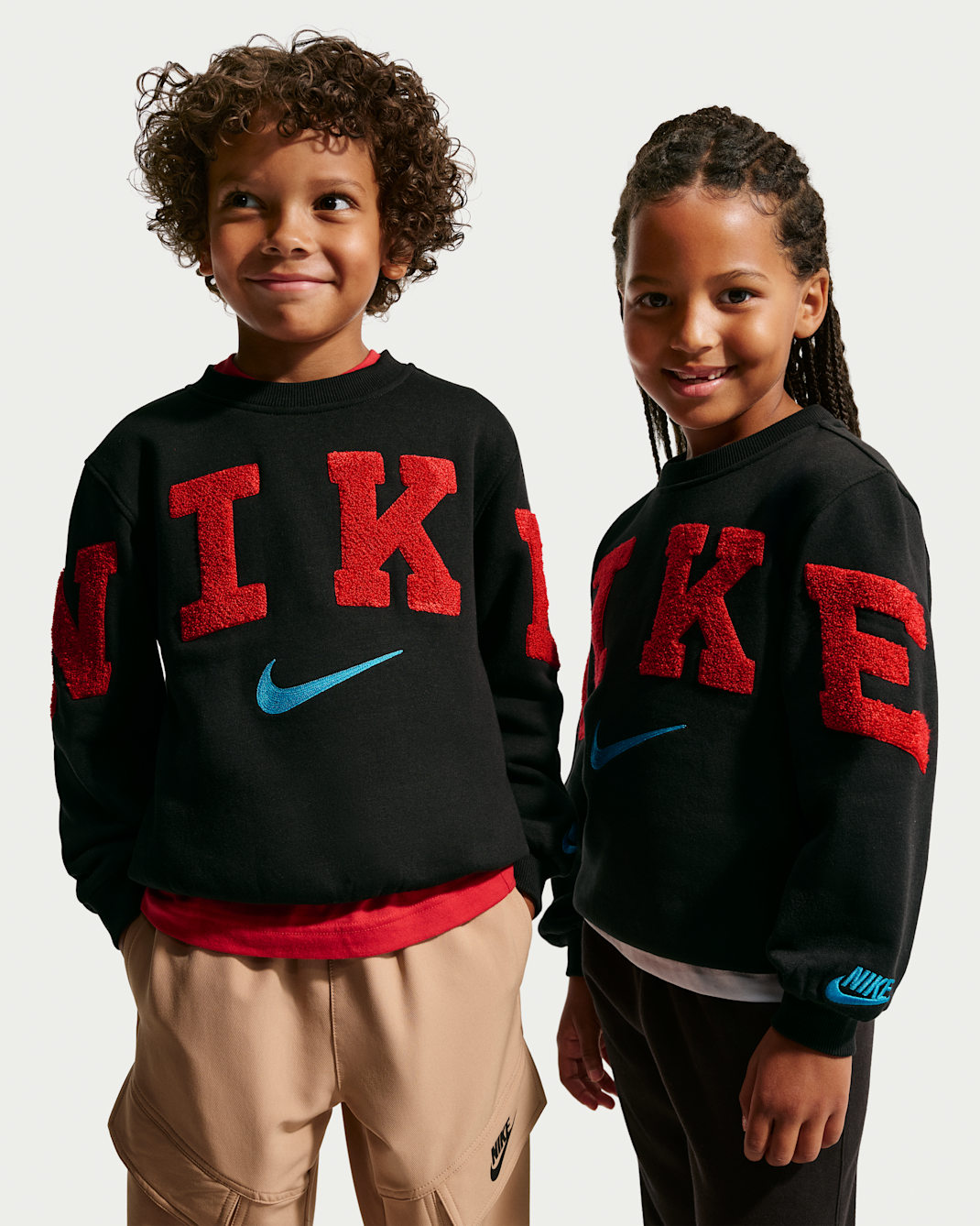 Nike Club Little Kids' Chenille Fleece Crew - Black/University Red