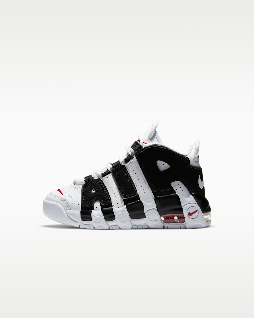 Tenis para niños de preescolar Nike Air More Uptempo - Blanco/Rojo universitario/Negro
