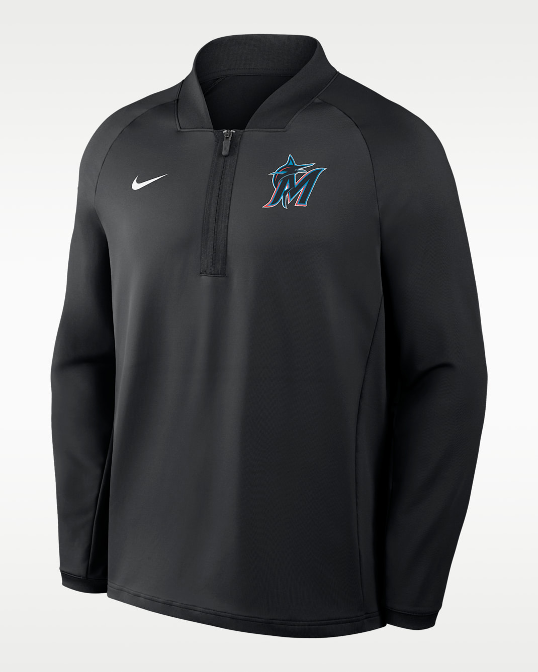 Miami Marlins Authentic Collection Men's Nike Dri-FIT MLB 1/2-Zip Long-Sleeve Top - Black