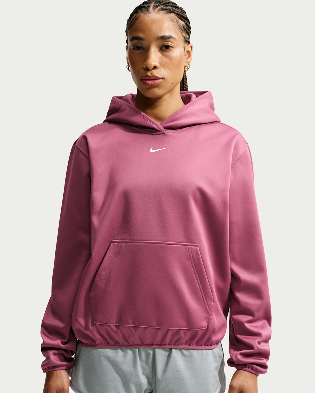 Nike Studio Fleece Sport Women's Therma-FIT Pullover Hoodie - Pink Smoke/White