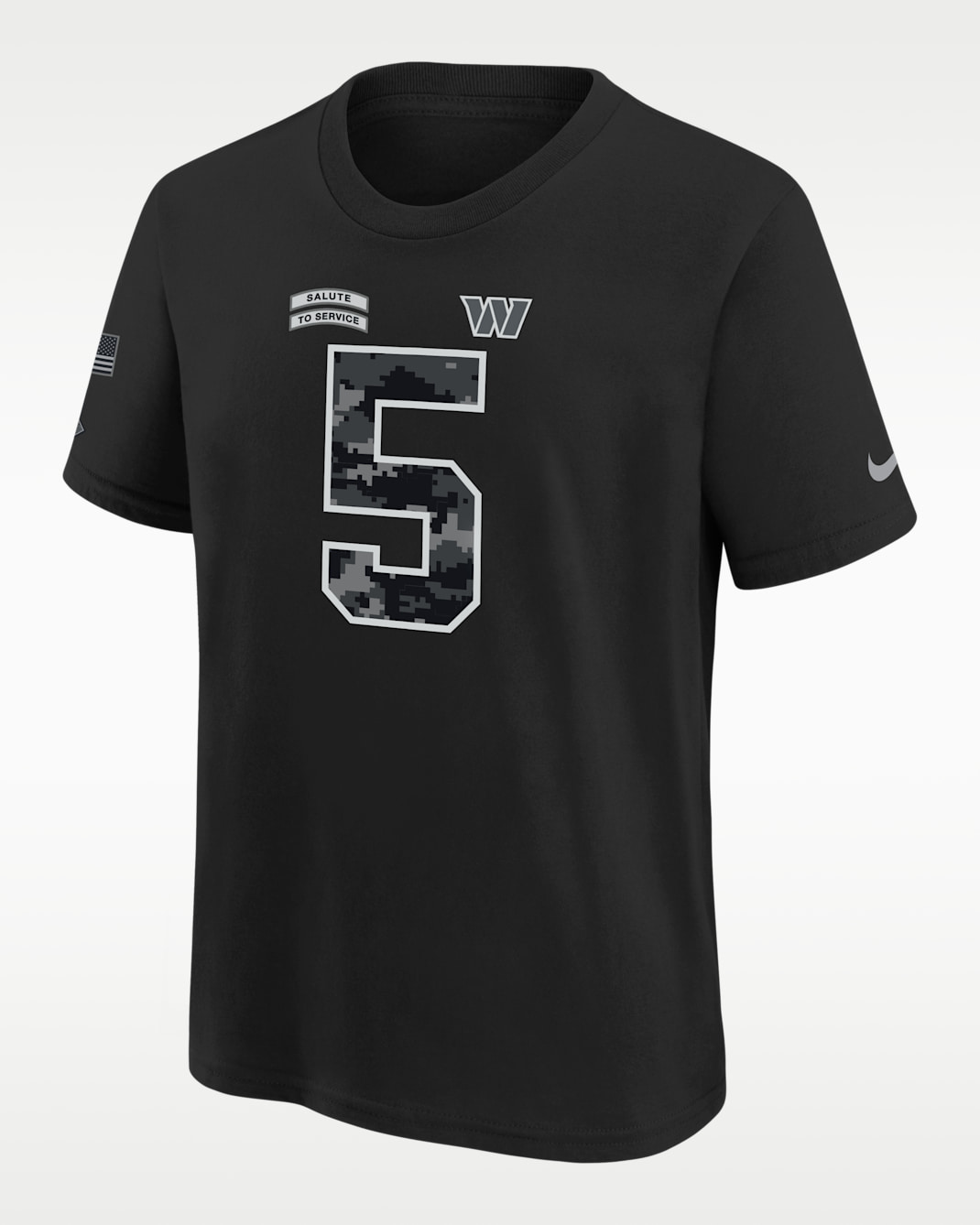 Jayden Daniels Washington Commanders Salute to Service Big Kids' Nike NFL T-Shirt - Black