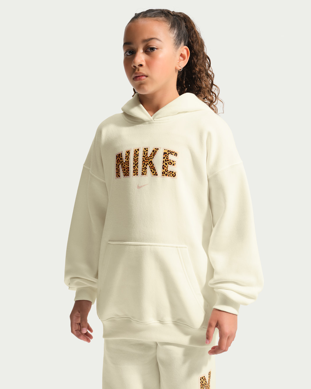 Nike Sportswear Studio Big Kids' (Girls') Oversized Fleece Pullover Hoodie - Sail