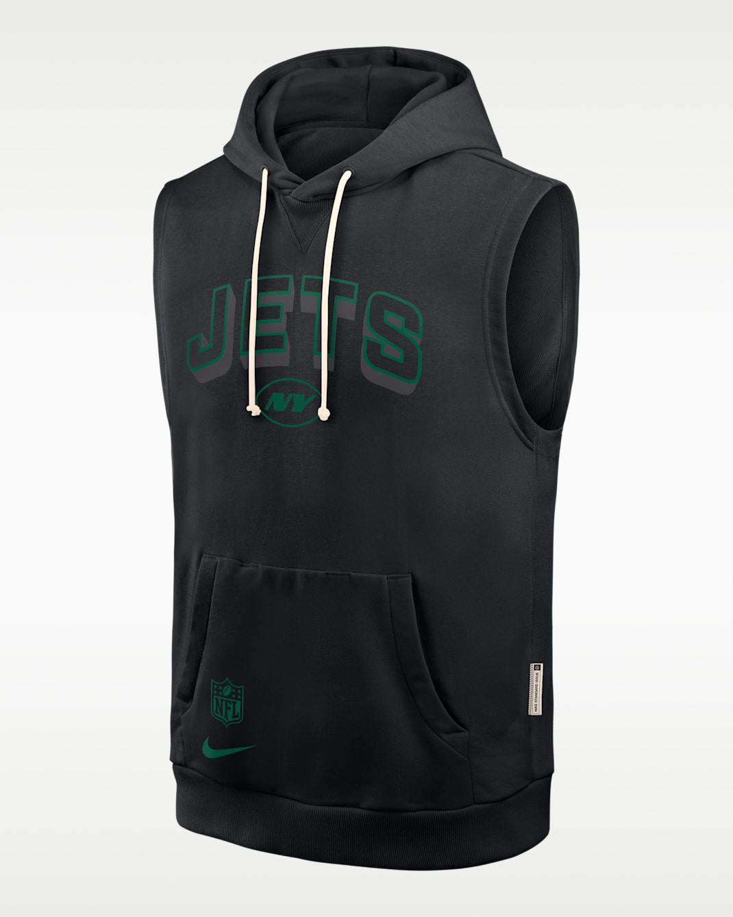New York Jets Sideline Men's Nike Dri-FIT NFL Sleeveless Pullover Hoodie - Black