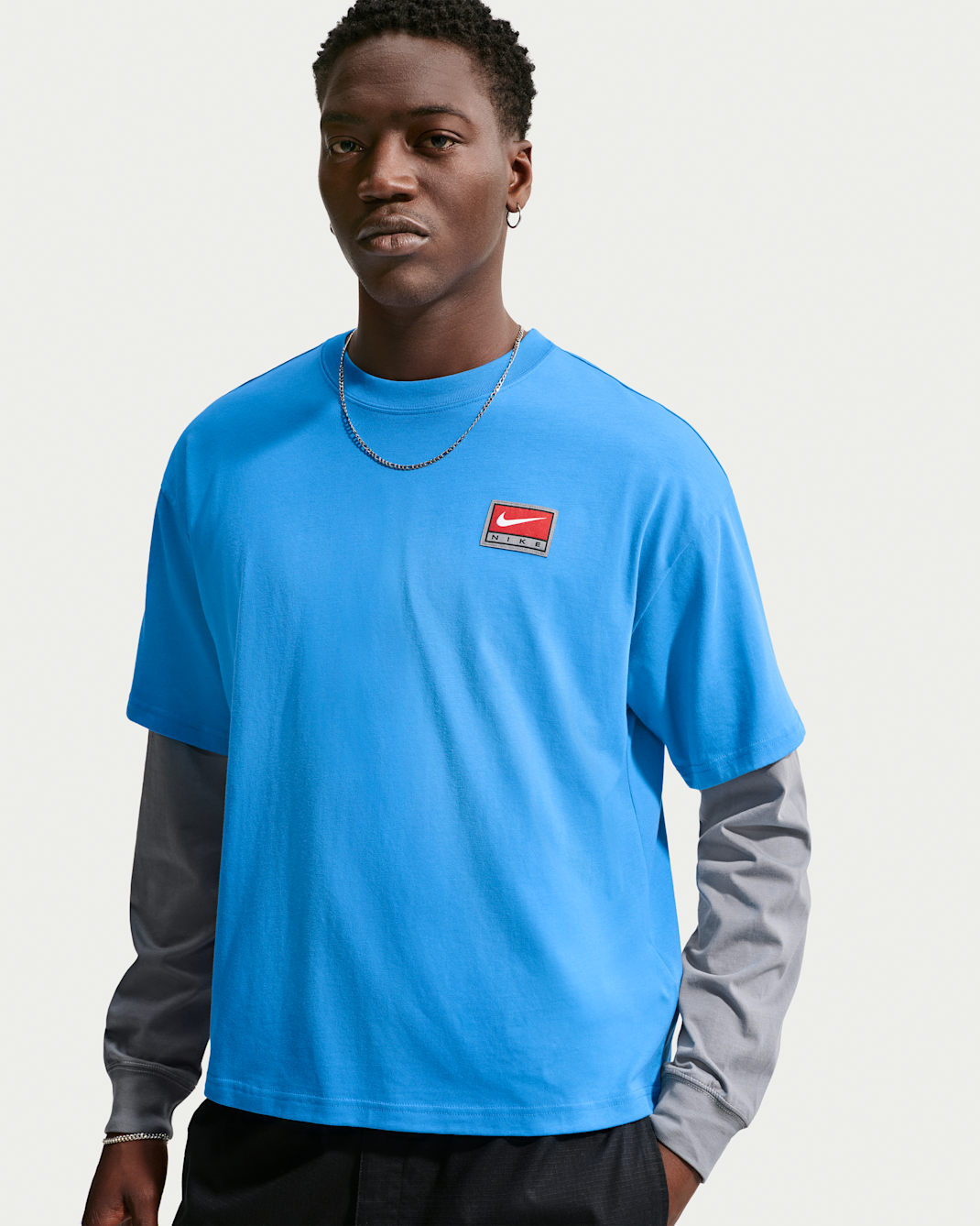 Nike Life Men's Short-Sleeve Boxy Knit Top - Light Photo Blue