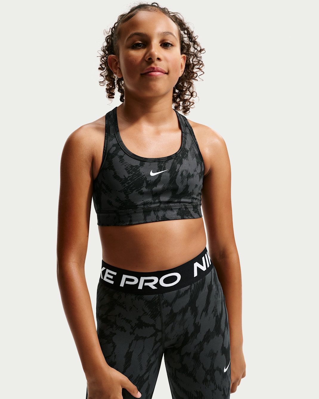 Nike Pro Big Kids' (Girls') Dri-FIT Sports Bra - Black/White