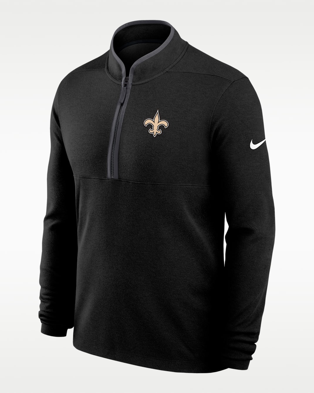 New Orleans Saints Logo Victory Men's Nike Dri-FIT NFL 1/2-Zip Long-Sleeve Top - Black