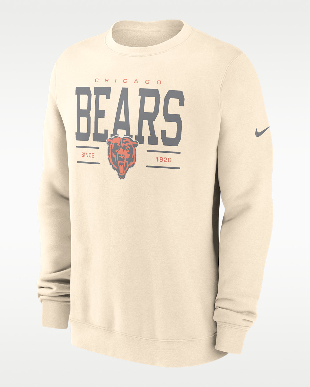 Chicago Bears Club Men's Nike NFL Pullover Crew - Natural
