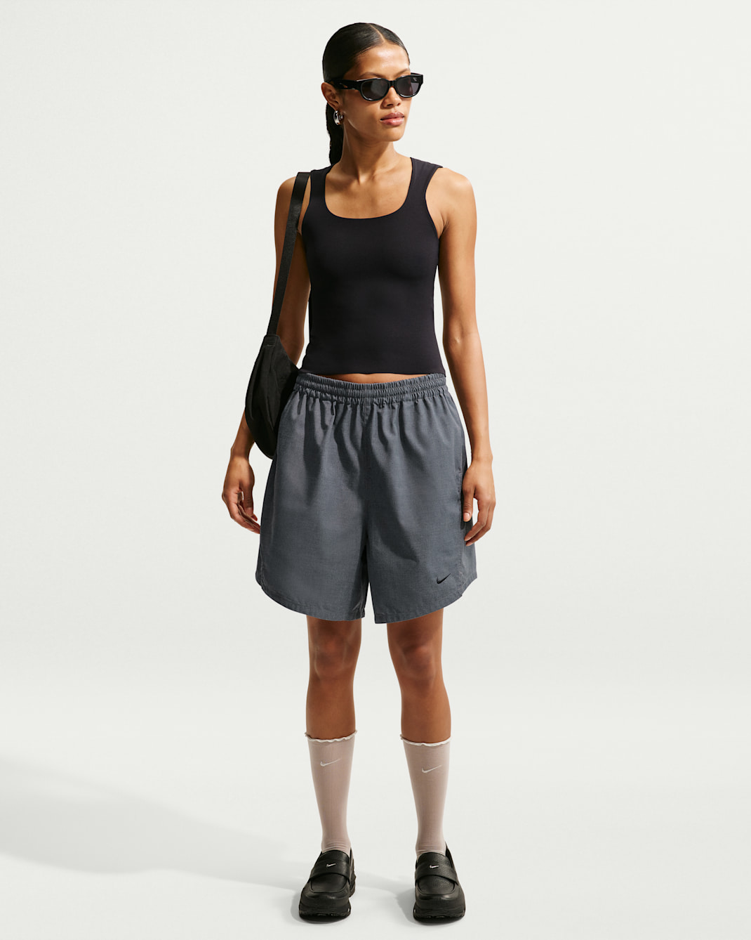 Nike Sportswear Women's Oversized Mid-Rise Woven Shorts - Black/Heather/Black