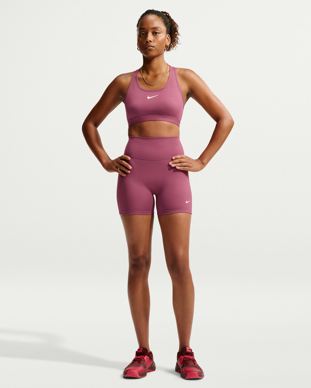 Shorts da ciclista 13 cm a vita alta Nike One – Donna - Pink Smoke/Bianco