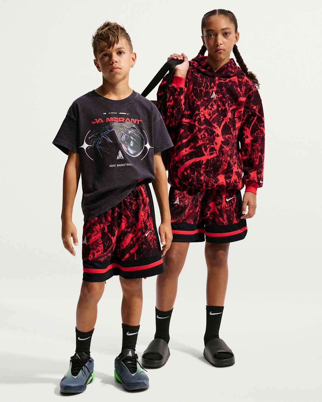 Ja Big Kids' Dri-FIT Basketball Shorts - Black/University Red
