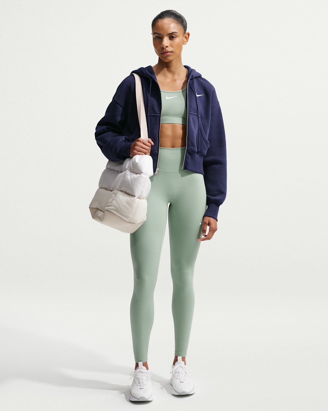 Nike One Seamless Front Women's High-Waisted Full-Length Leggings - Steam/White