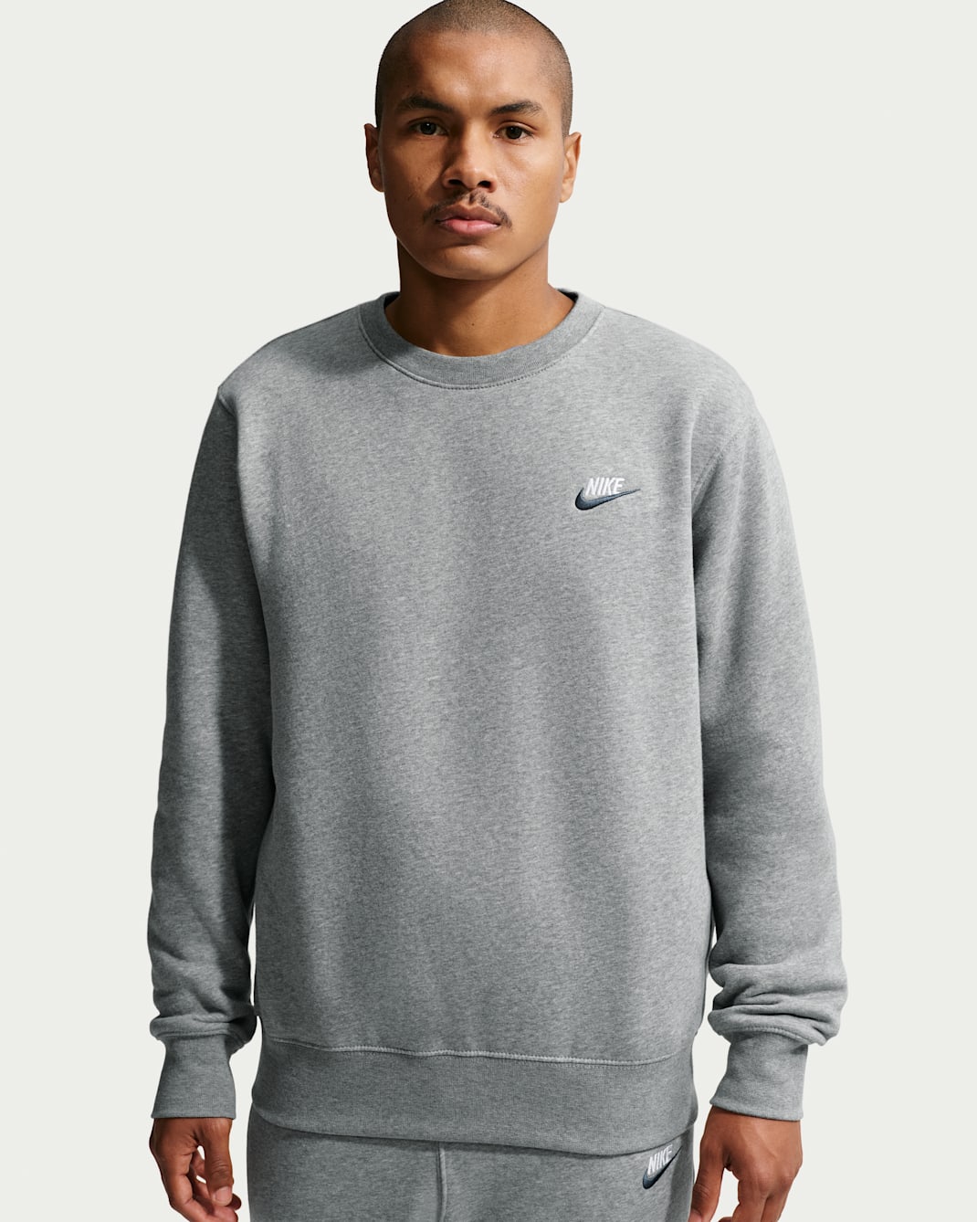 Nike Sportswear Club Men's Fleece Crew-Neck Sweatshirt - Dark Grey Heather/Court Blue